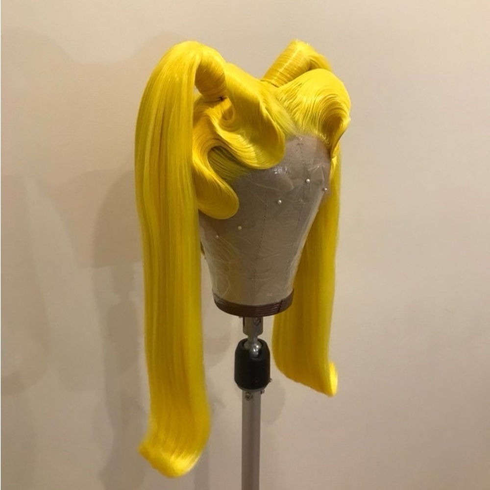 Yellow updo wig